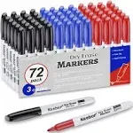 Dry Erase Markers Fine Tip, 3 Assorted Colors, 72 Pack Low-Odor Whiteboard Markers, Office Supplies