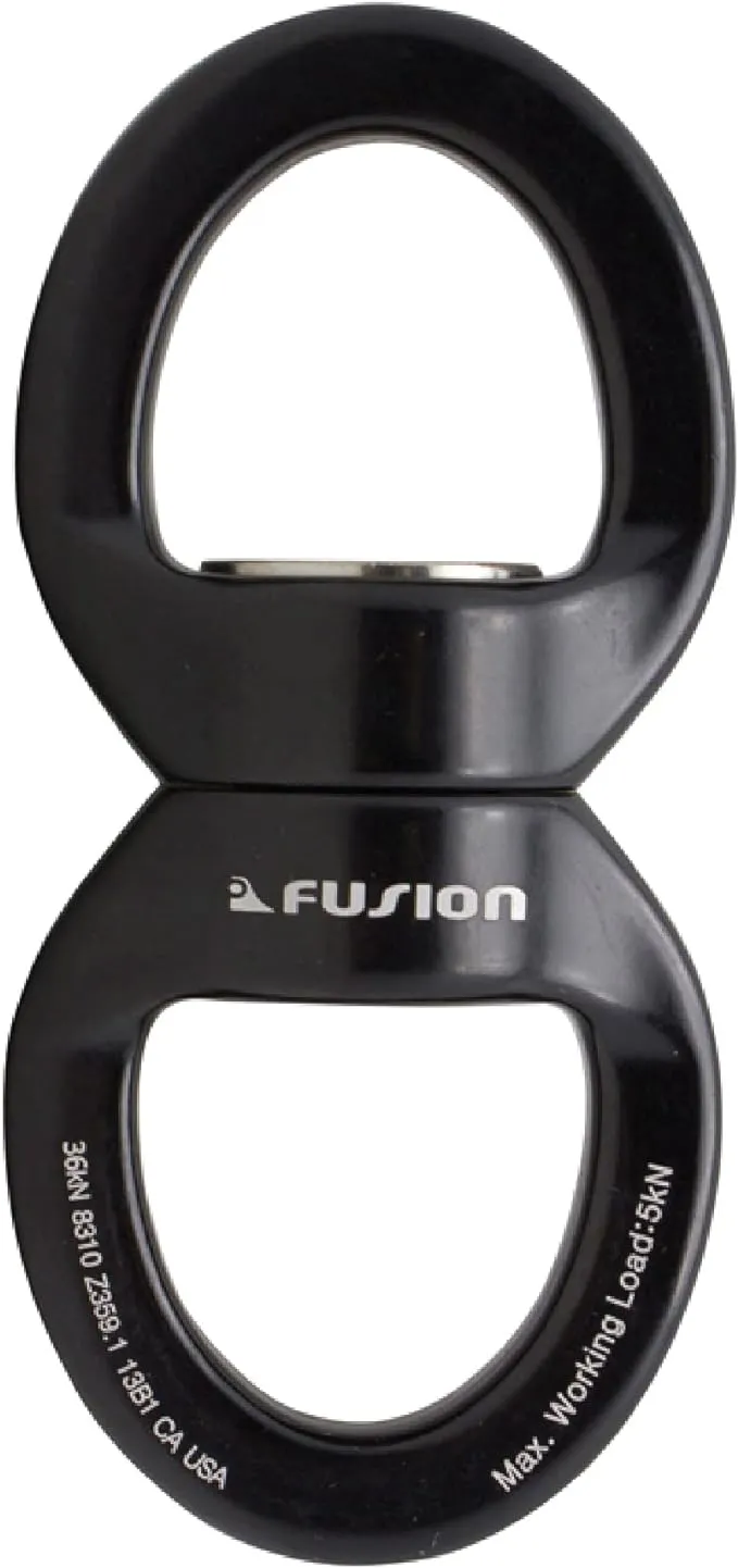 Fusion Climb Delta Swivel, Safest Rotational Device Hanging Accessory for Web Tree Swing, Therapy Swing, Aerial Dance, Swing Spinner Hanger, Rock Climbing, Hanging Hammocks (FP-8300-BLKBLK)