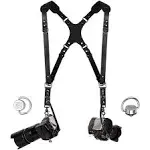 C Coiro Camera Harness for 2 Cameras – Dual Shoulder Leather Camera Strap – Double Camera Harness for DSLR/SLR