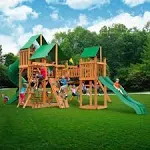 Gorilla Playsets Treasure Trove I Wood Swing Set with Wood Roof