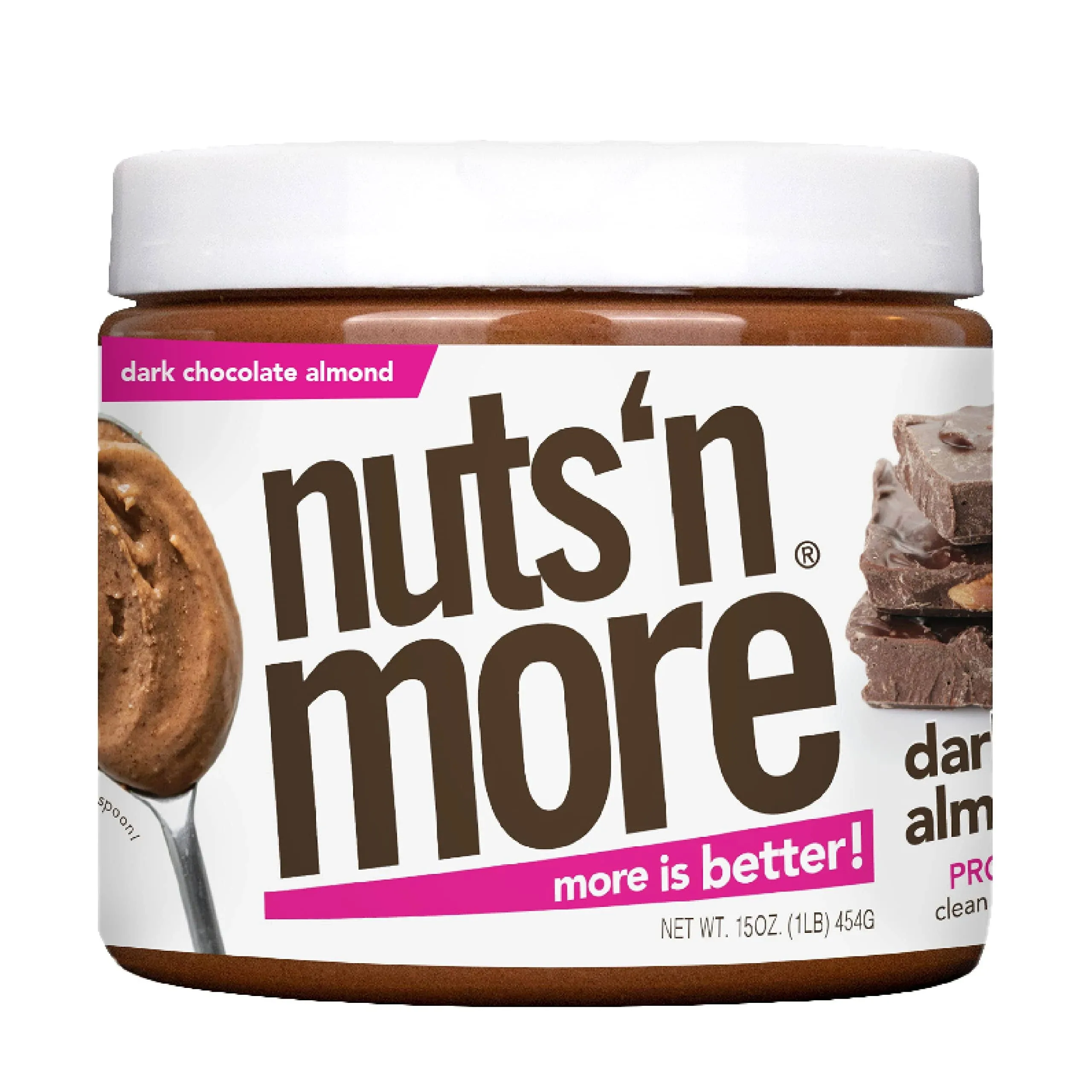 Nuts ‘N More Dark Chocolate Almond Butter Spread, All Natural Keto Snack, Low Carb, Low Sugar, Gluten Free, Non-GMO, High Protein Flavored Nut Butter (15oz Jar)