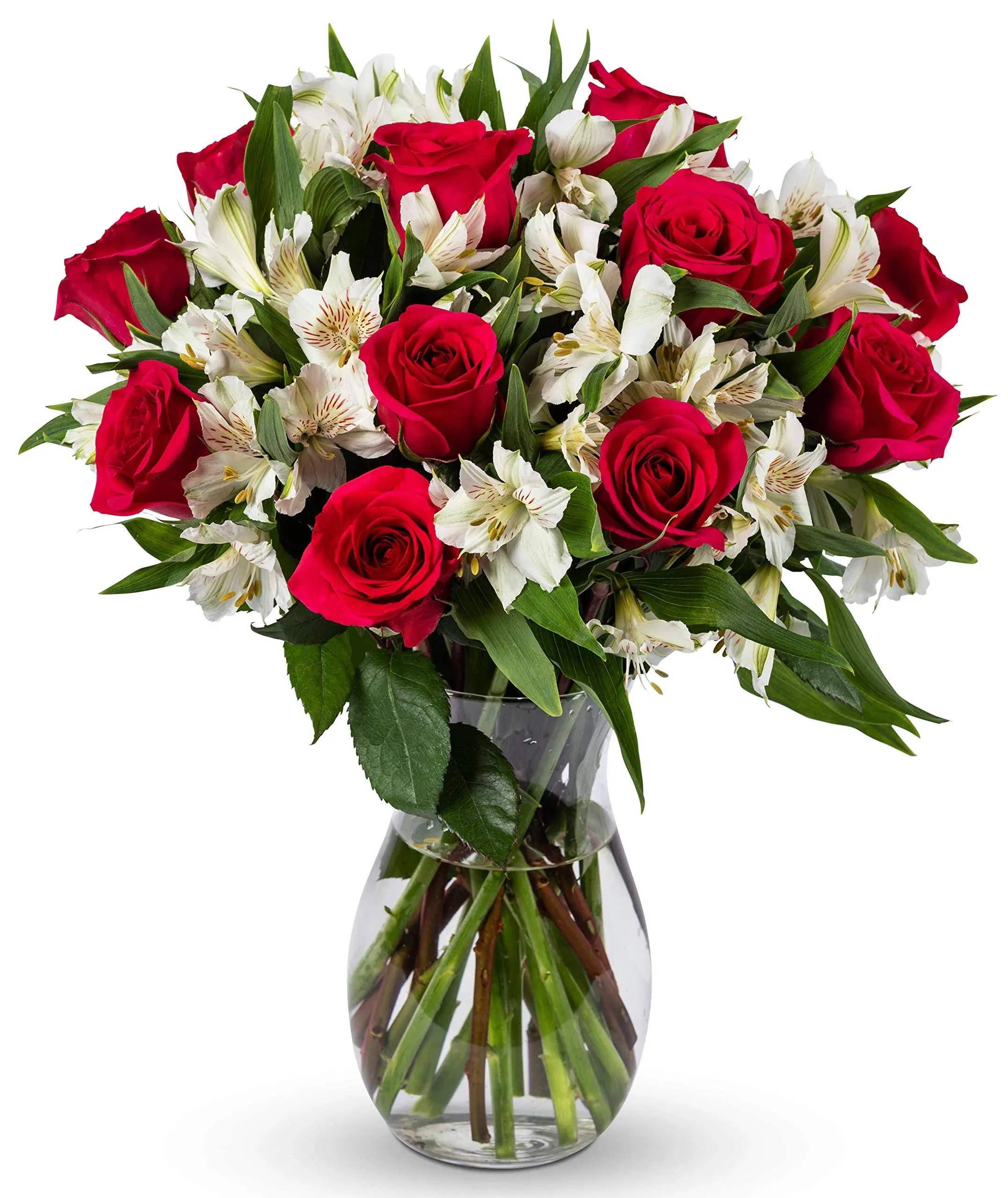 Benchmark Bouquets Signature Roses and Alstroemeria With Vase Fresh Cut Flowers