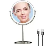 Wizchark 9" Large Lighted Makeup Mirror, 1x/10x Magnifying Vanity Mirror with 3 Colors Dimmable Lightning, 80 LED Lights, 360Rotation Double Sided St