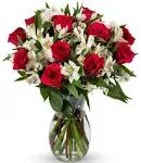 Benchmark Bouquets Signature Roses and Alstroemeria, with Vase (Fresh Cut Flowers)