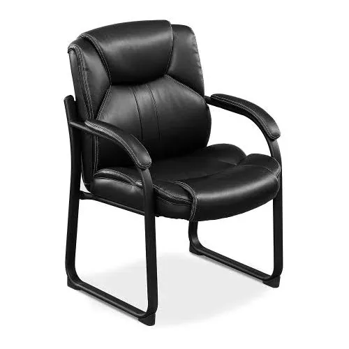 Officient Omega Oversized Guest Chair in Faux Leather Black Faux Leather/Black ...