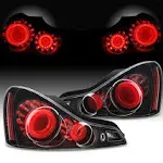 AKKON - GTR Style For 2008-2013 Infiniti G37 / 14-15 Q60 Coupe 3D LED Light Tube Tail Lamps Black Housing Pair Assembly