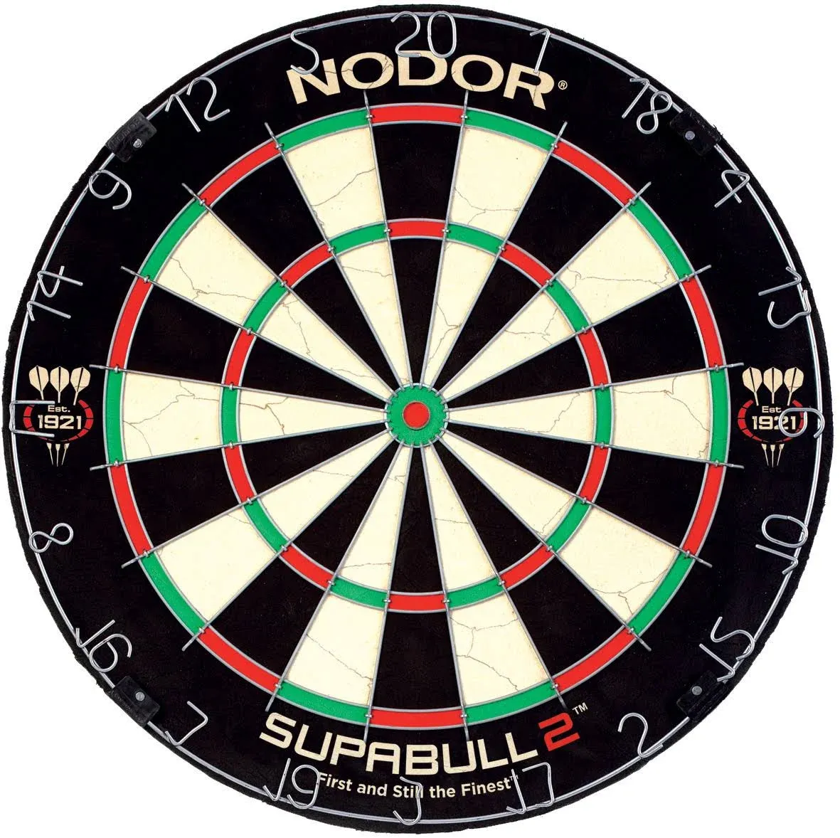 Nodor SupaBull2 Bristle Dartboard Equipped with Easy-Turn Steel Numbers Black 