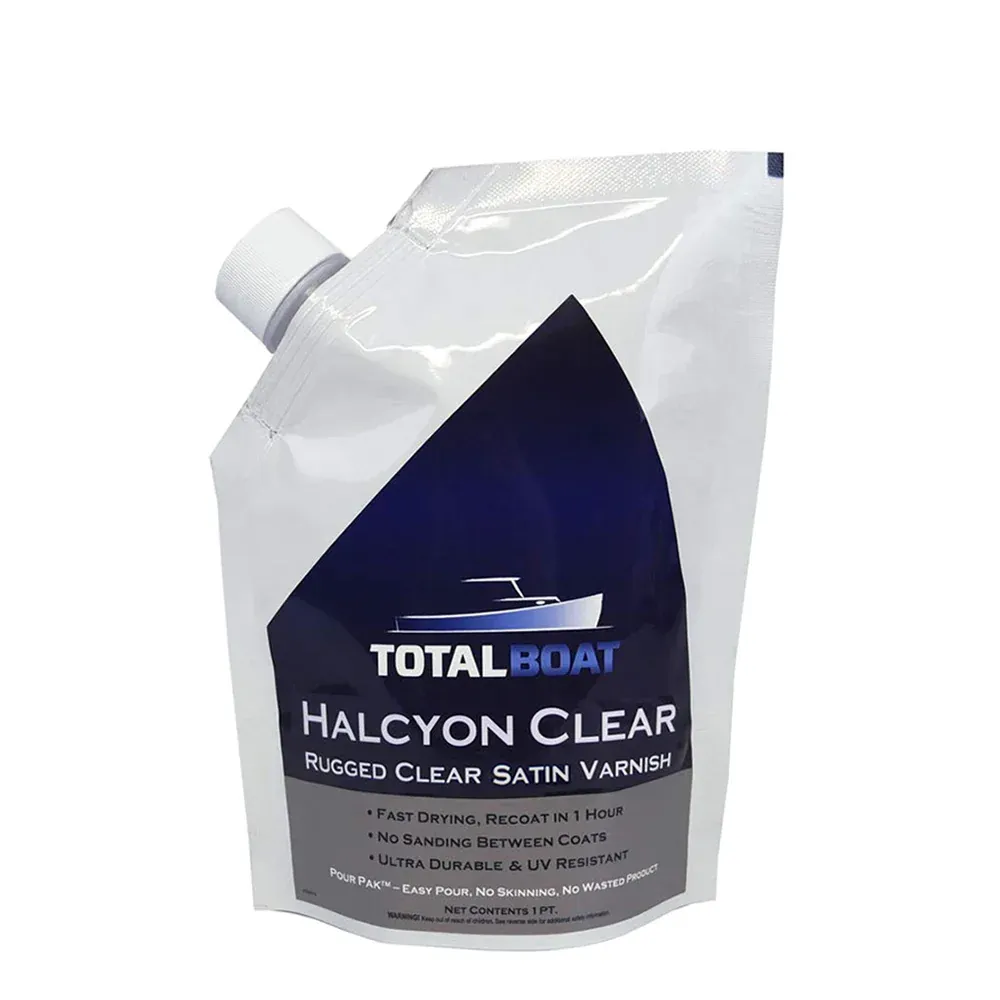 TotalBoat-513021 Halcyon Marine Varnish (Clear Amber, Quart) | Water-Based Polyurethane Wood Finish | Clear Gloss UV Protection for Interior and Outdoor Use