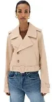 Good American Chino Gaberdine Cropped Trench Jacket - S/M