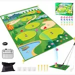 Clemas Chipping Golf & Dart Practice Mats Golf Game Training Mat Indoor Outdoor Games for Adults Family Kids Play Equipment Stick Chip Golf Set