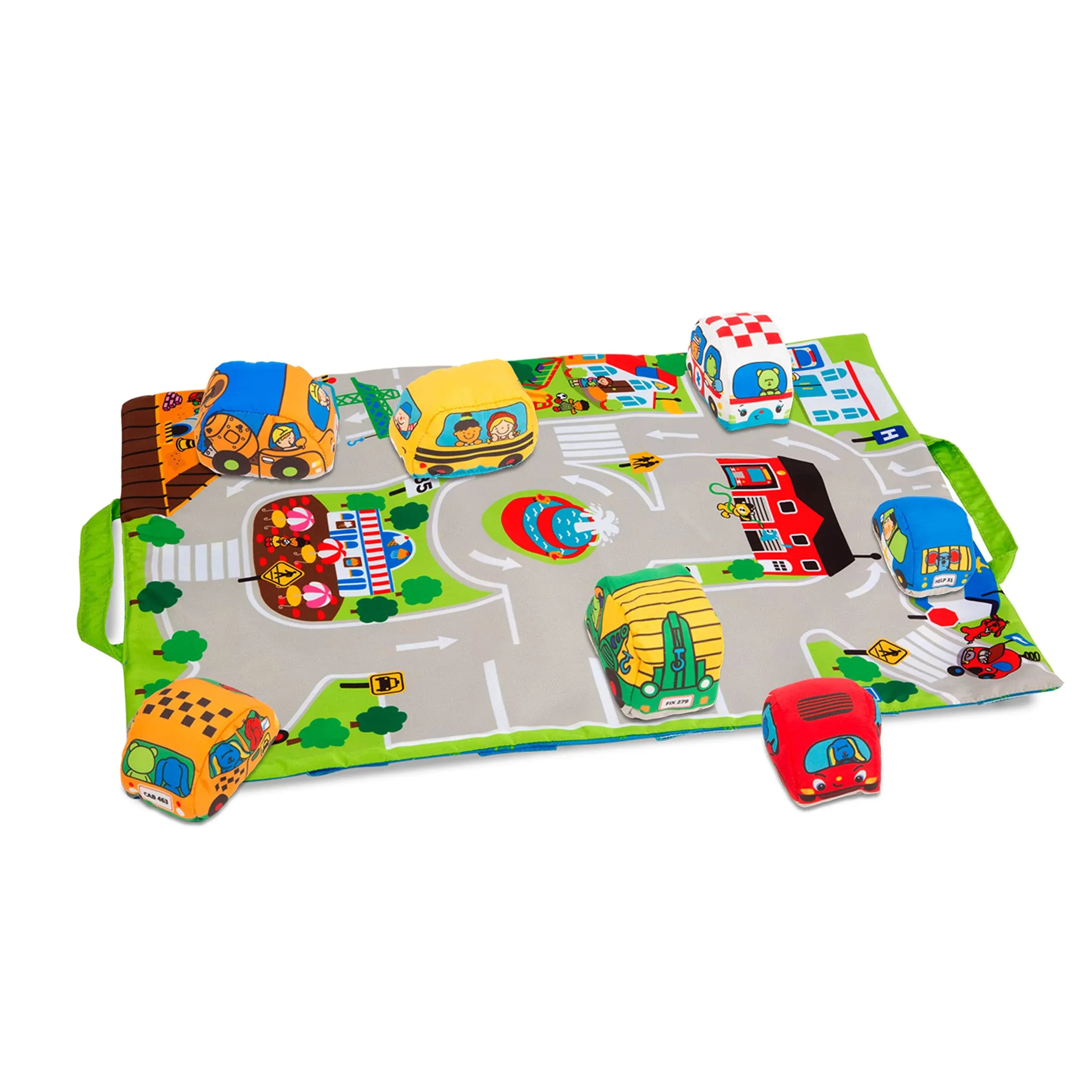 Melissa &amp; Doug Take-Along Town Play Mat (19.25 x 14.25 inches) With 9 Soft Ve...