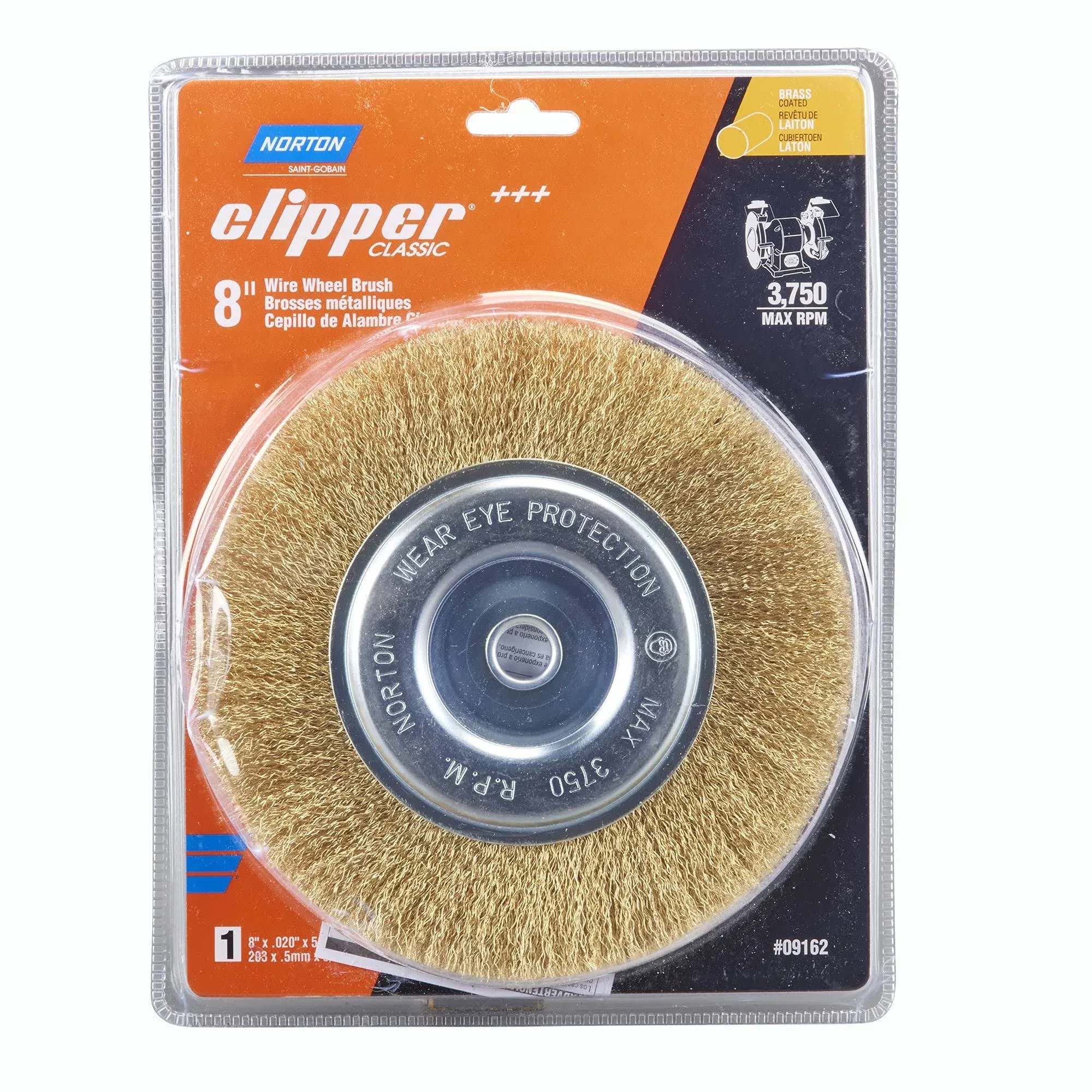 Norton - 70184609162 - Clipper 8 in. Coarse Crimped Wire Wheel Brush Brass 3750 rpm 1 pc