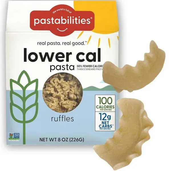 Pastabilities, Lower Calorie Pasta, Penne (8 Ounces, Pack of 2) 100 Calories Per Serving, Low Net Carbs, Low Calorie Pasta, Non GMO