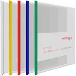 TOTiyea 40 Pack Clear Report Covers with Sliding Bars, 5mm (20 Sheet Capacity) Colorful Sliding Bar File Folders, for Letter Size