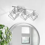 Bathroom Vanity Light with 3 Bulbs Bathroom Light Fixtures Over Mirror with 3 Rotatable Cube Shades Modern Wall Mounted Silver Brushed Nickle