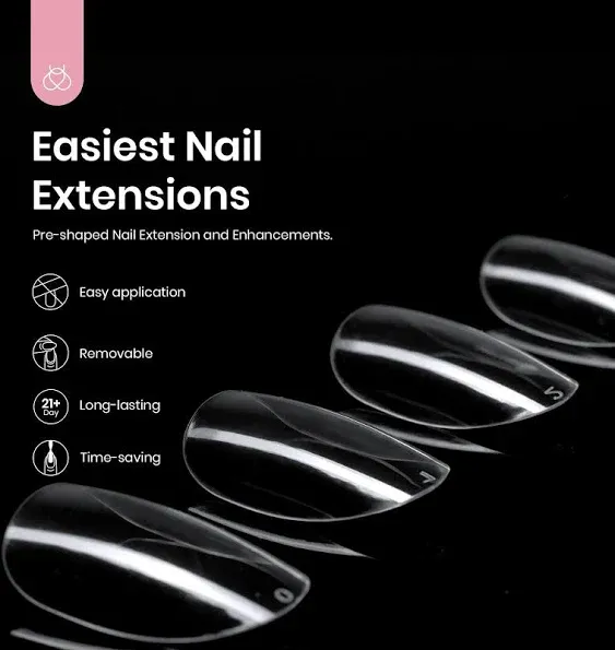 Beetles Gel Nail Tips Short Oval Shape, 500Pcs Clear Soft Gel Nail Tips Pre-shaped Full Cover False Nails Gelly Tips for Gel Nail Polish Soak off Easy Nail Extensions Acrylic Press on Nails Diy Nails