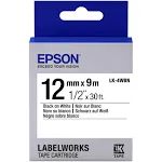 Epson LK-4WBN - Label-Making Tapes (Black on White, LabelWorks LW-1000P LabelWorks LW-300 LabelWorks LW-400 LabelWorks LW-400VP LabelWorks LW-600P, Box, 1.2 cm, 9 m)