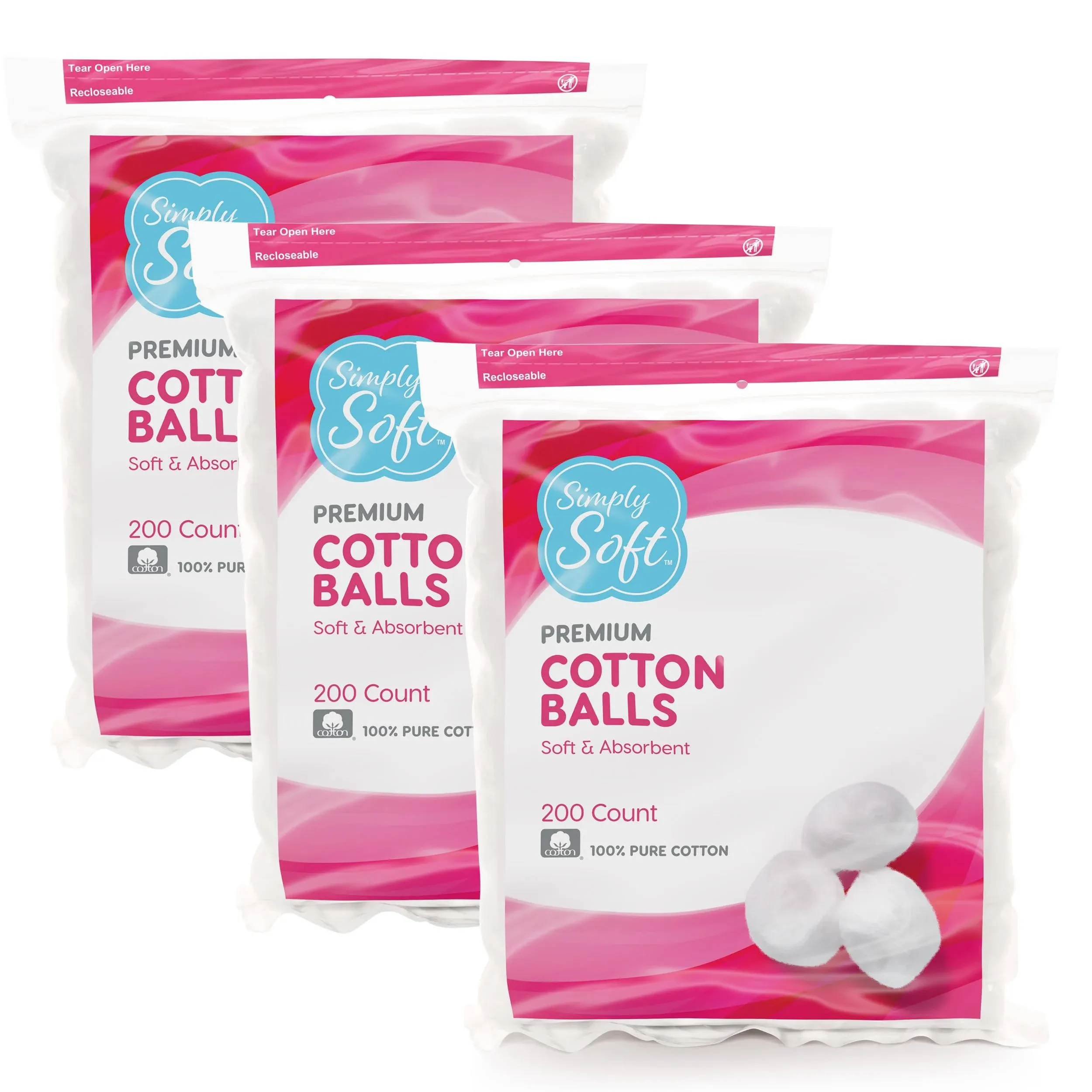 Simply Soft Premium Jumbo Cotton Balls Box of 3