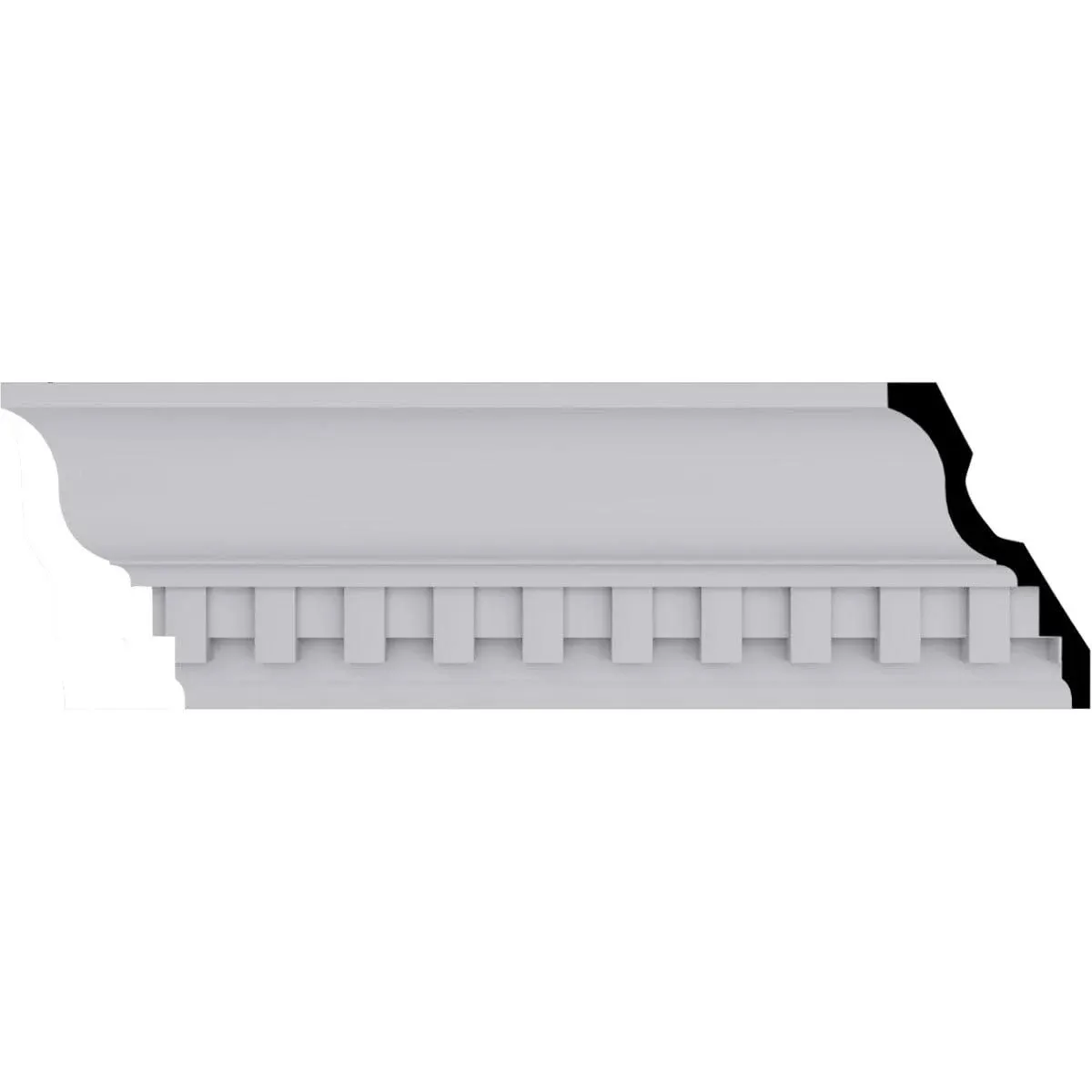 4 5/8"H x 2 7/8"P x 5 1/2"F x 94 1/2"L, (1 3/8" Repeat) Dentil Crown Moulding Ekena Millwork