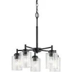 Kichler Winslow 5 Light 20 Inch 1 Tier Small Chandelier in Black with Clear Seeded Glass 44030BK