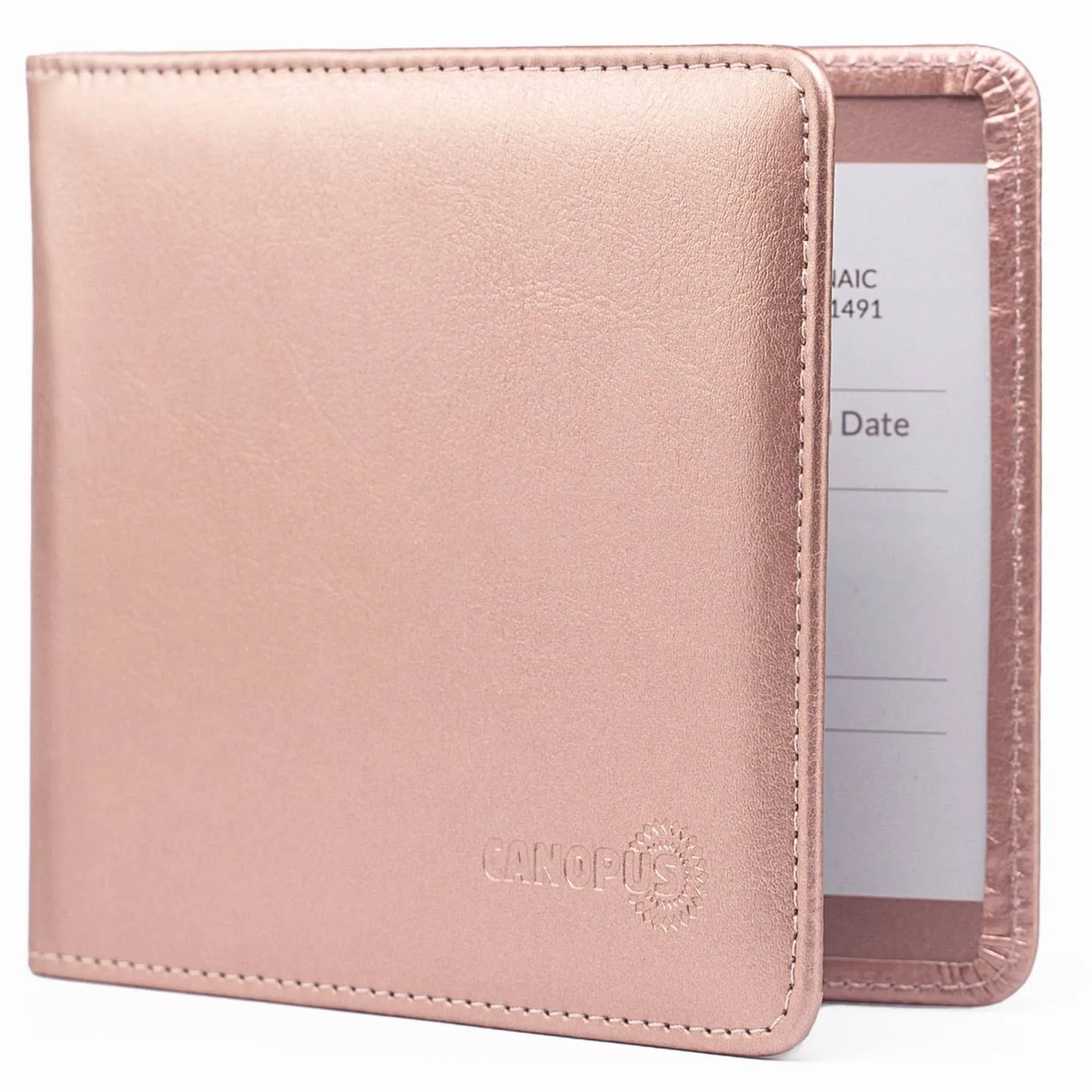 Canopus Car Registration and Insurance Holder, PU Leather Card Holder, Vehicle Glove Box Organizer for Auto, Suv, Truck and Motorcycle Rose Gold