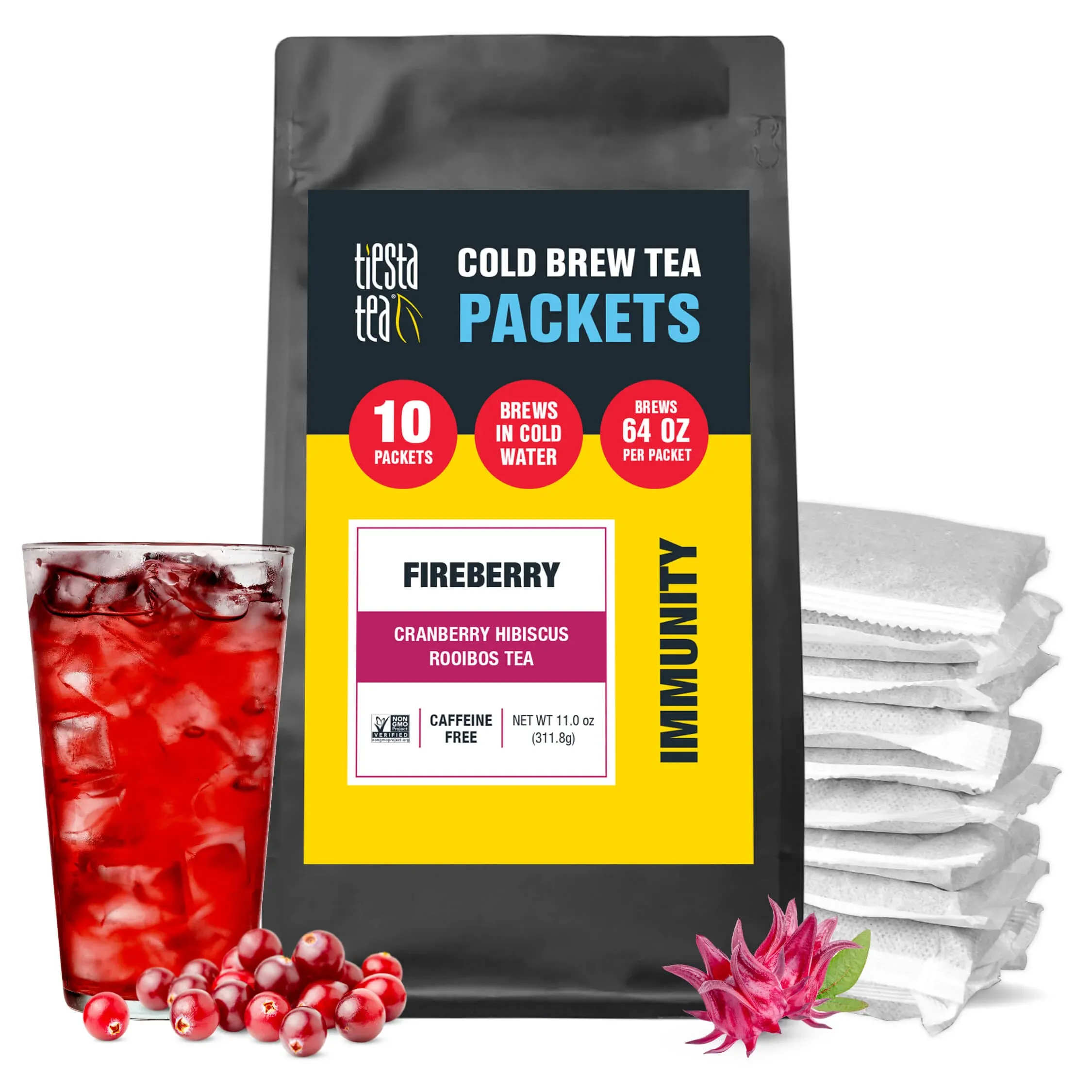 Tiesta Tea Fireberry Cold Brew Tea, Cranberry Hibiscus Rooibos Tea