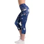 CompressionZ Compression Capri Leggings for Women with Pockets - Yoga Capris, Running Tights, Gym - High Waisted Pants (Blue Flowers, S)