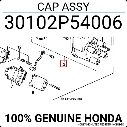 30102p54006 Honda Cap Assembly