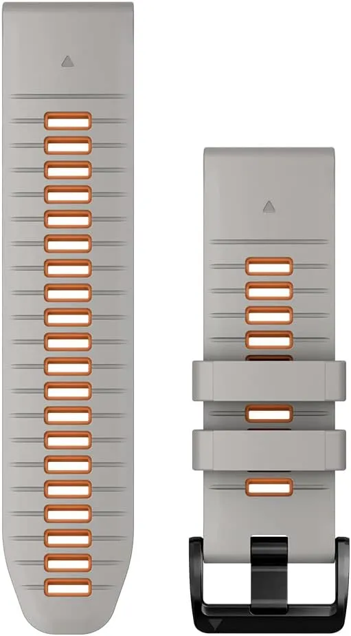 Garmin QuickFit 26 mm Watch Band - Fog Gray/Ember Orange Silicone Band