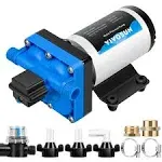 Water Pressure Pump, 110V 5.5GPM 70 psi Diaphragm Water Pump Include 1/2" and 3/4" Garden Hose Adapters, Power Plug for Bathrooms, Kitchens, RVs, and