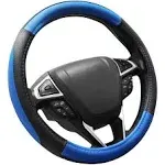 SEG Direct Black and Blue Microfiber Leather Auto Car Steering Wheel Cover Universal 15 inch