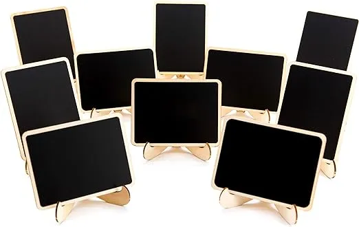 DSTELIN 10 Pack Mini Chalkboards Signs with Easel Stand, Small Rectangle Wood