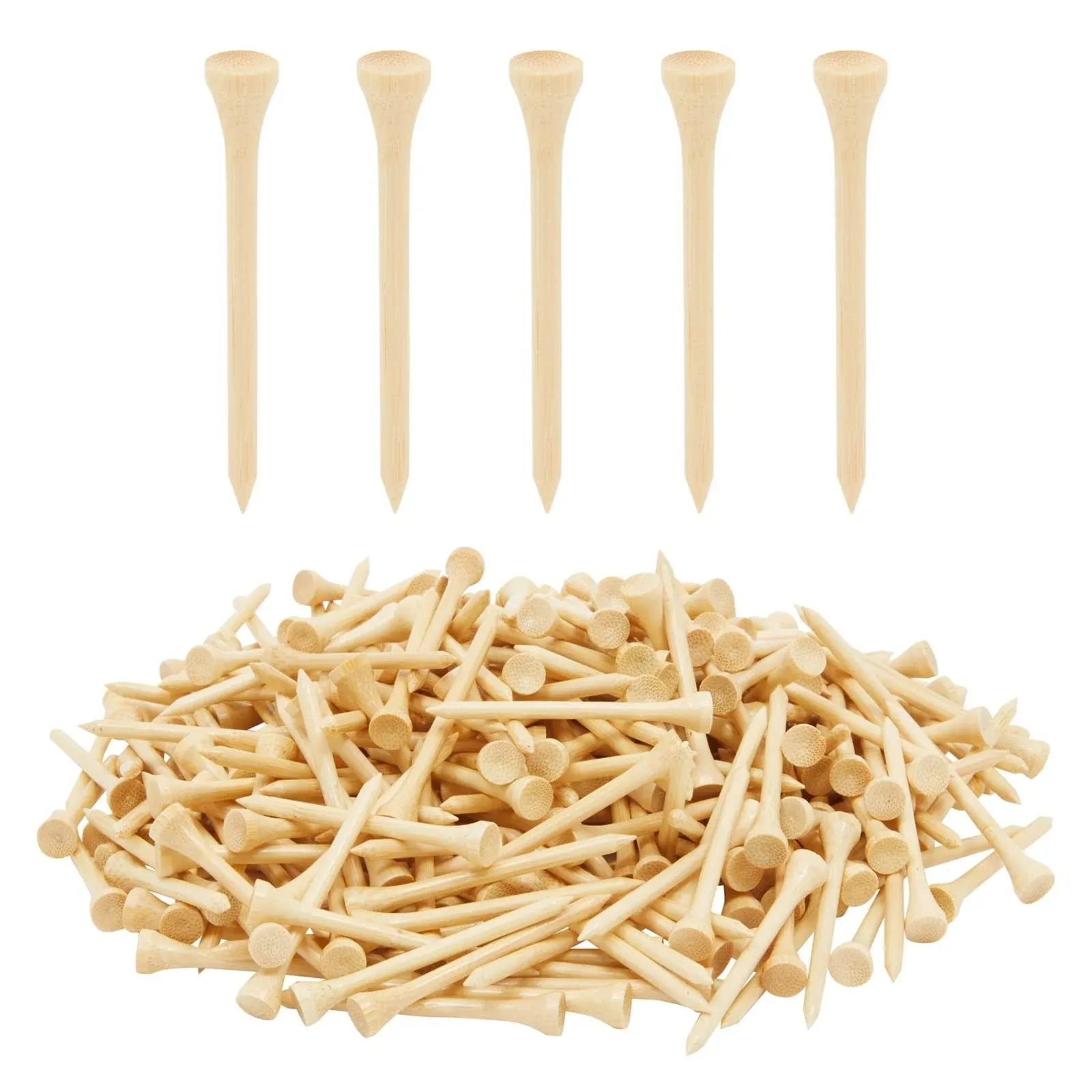 300 Pack 2 3/4 Inch Natural Bamboo Golf Tees Bulk for Golfing ( 70 mm)