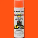 Rust-Oleum 266590 Professional 2x Fluorescent Red Orange Marking Spray Paint 15-Ounce