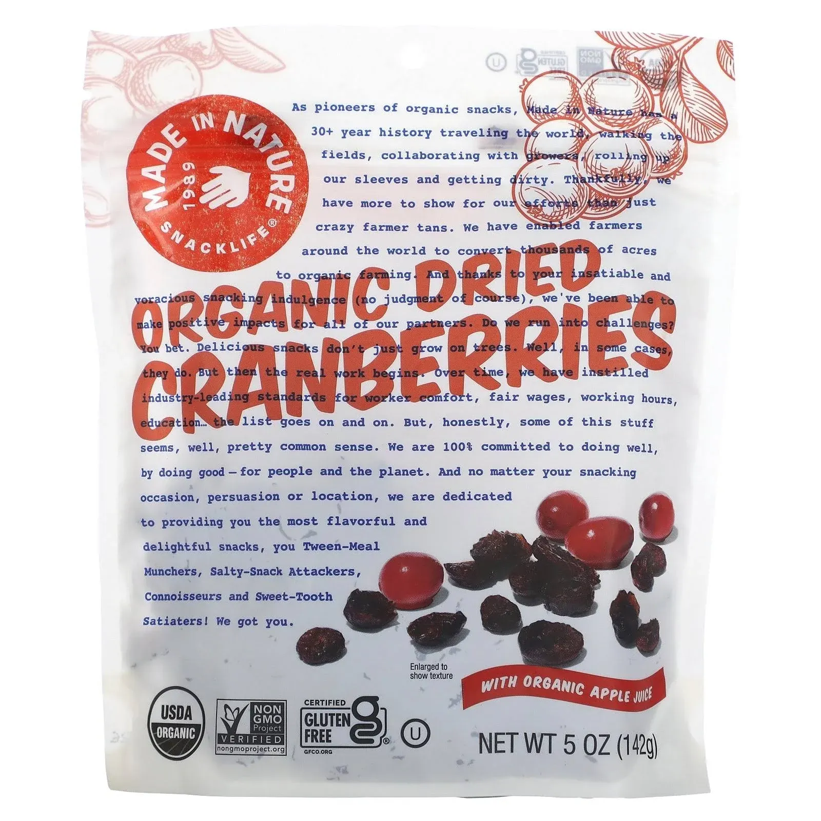 Made In Nature Organic Cranberries, Ripe & Ready - 13 oz