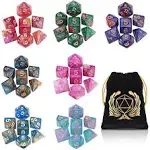 Coyeekn DND Dice Set, 7 x 7 Sets (49 Pieces) Glitter Polyhedral Dice for Dungeons & Dragons RPG MTG DND Tabletop Game with 1 Pouch