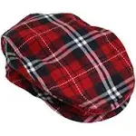 Luxury Divas Red Plaid Snap Front Newsboy Golf Flat Ivy Cap Hat