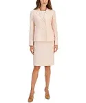 Le Suit Women's Collarless Two Button Jacket and Slim Skirt Set