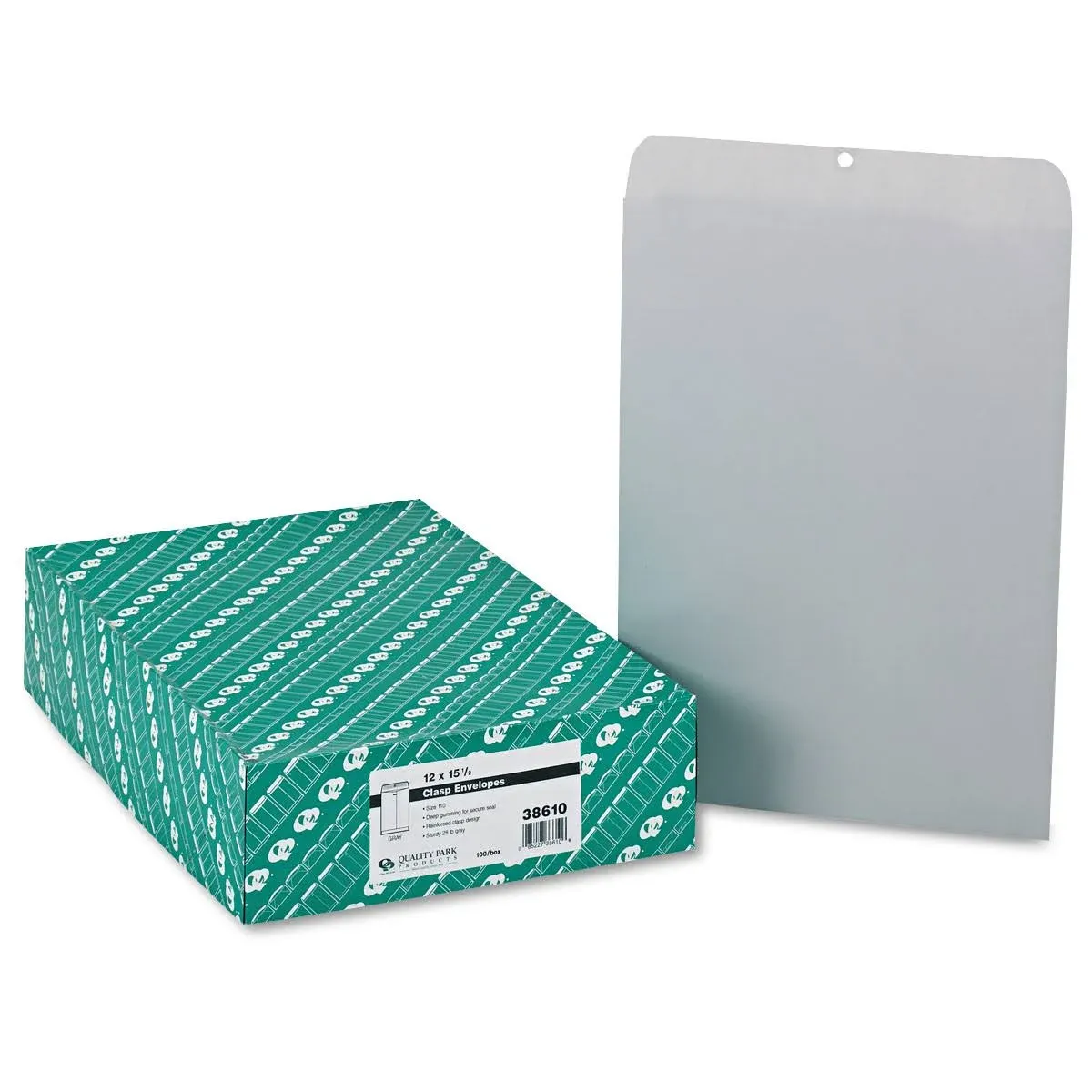 Quality Park Clasp Envelope 12 x 15 1/2 28lb Executive Gray 100/Box