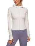 CRZ Yoga Women's Butterluxe Outerwear Full Zip Hoodies Jackets White Apricot / S