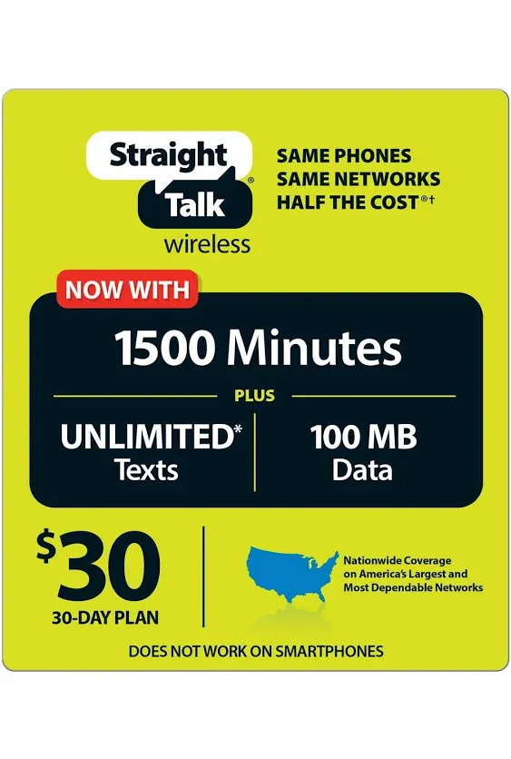 Straight Talk 30 Day Service Card