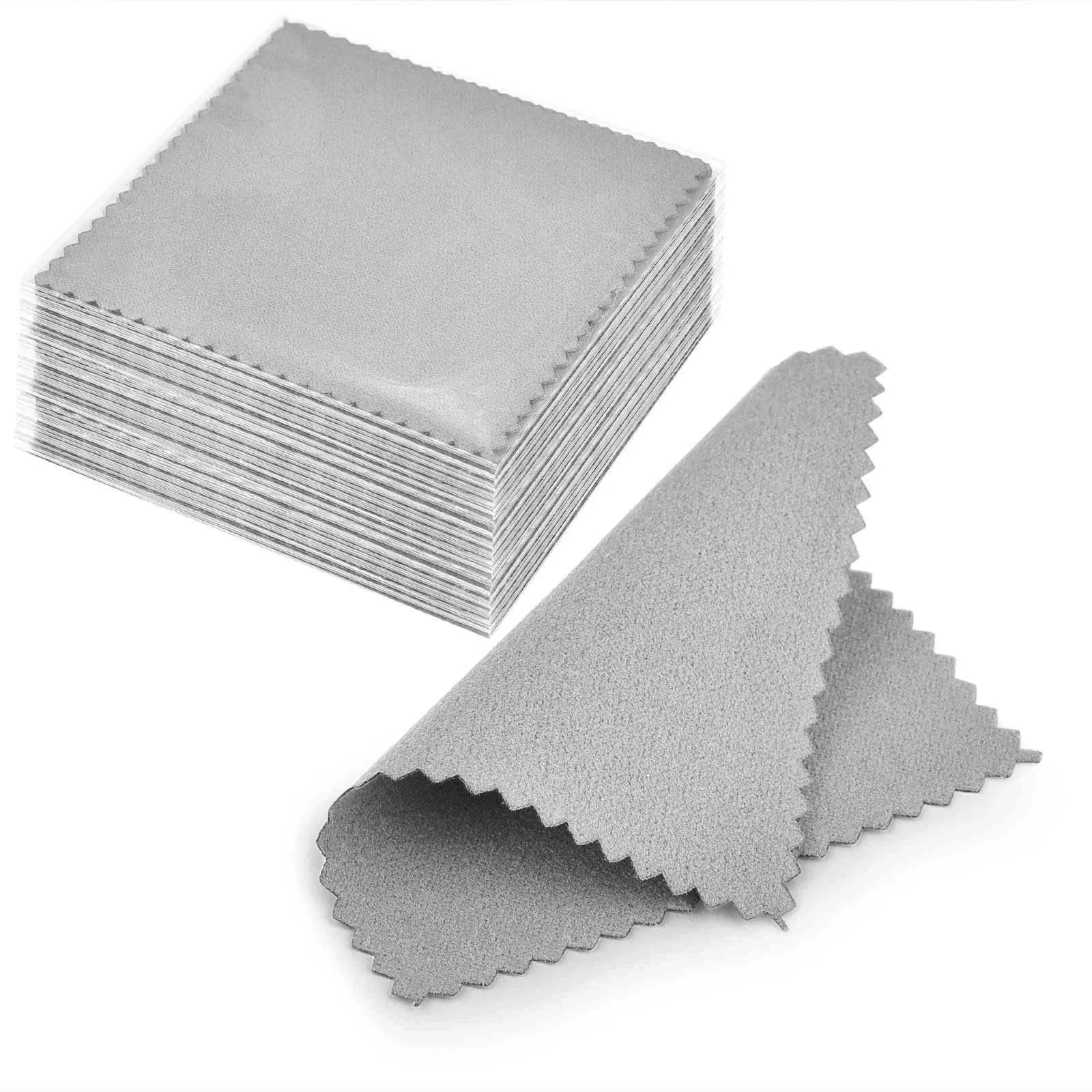 SEVENWELL 50pcs Jewelry Cleaning Cloth Gray Polishing Cloth for Sterling Silver ...