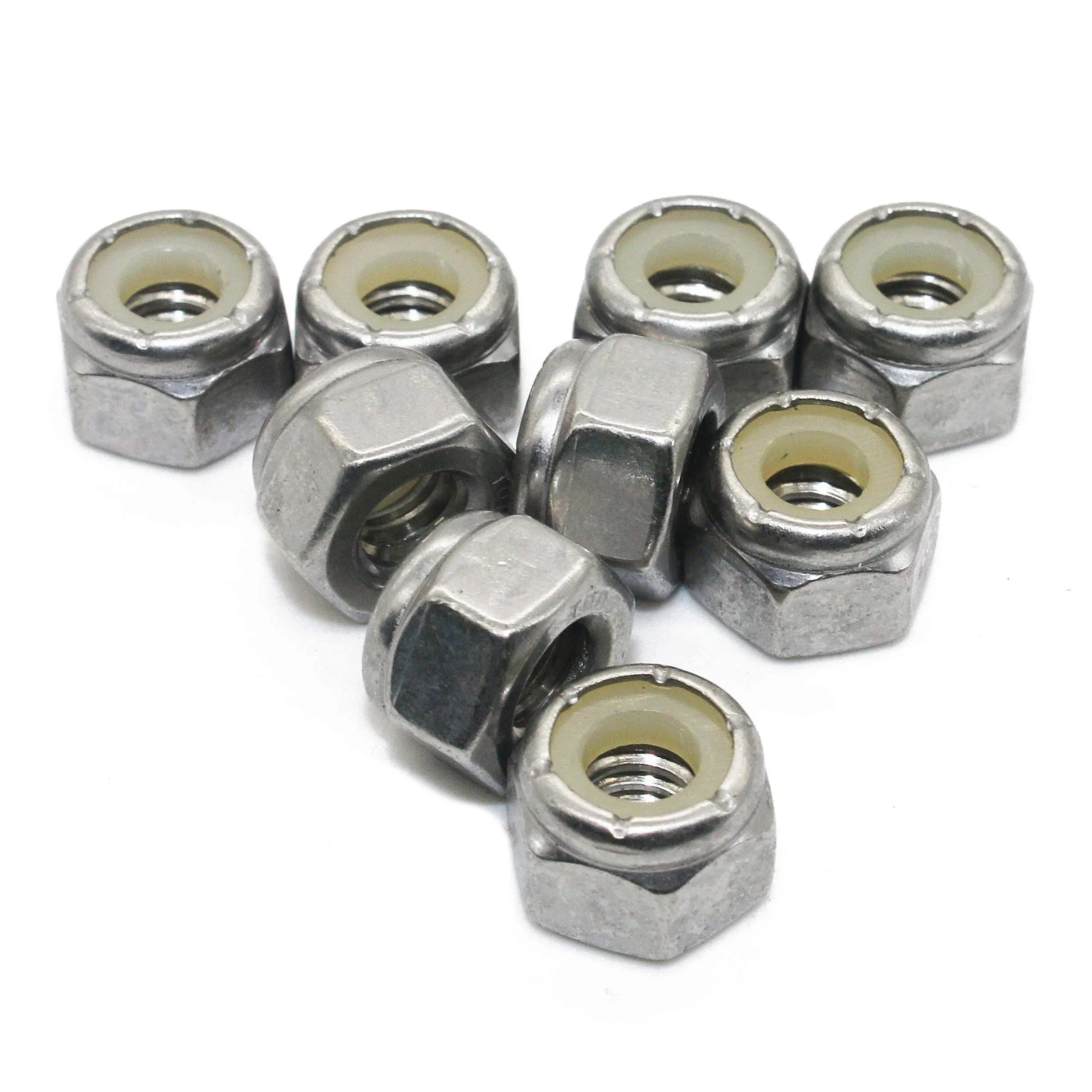 Quantity 50Pcs 1/4-20 Nylon Insert Hex Lock Nuts, Stainless Steel A2-70/304/18-8