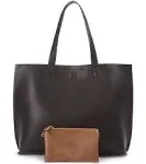 Reversible Tote Bag - Vegan Leather Womens Shoulder Tote with Wristlet