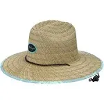 Hurley Women's Straw Hat Capri Medium Brim Real Straw Lifeguard Sun Hat with Chin Strap