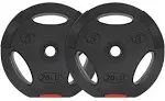 Signature Fitness Standard 20 Pound Coded Weight Plate, Black (Set of 2)