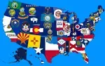 Educational USA Map with State Flags Poster