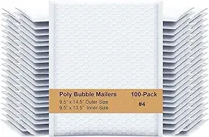 Imbaprice 100 - #4 9.5"x14.5" Poly Bubble Mailers (Total 100 Bags) + Free USB Cable (Value Pack)