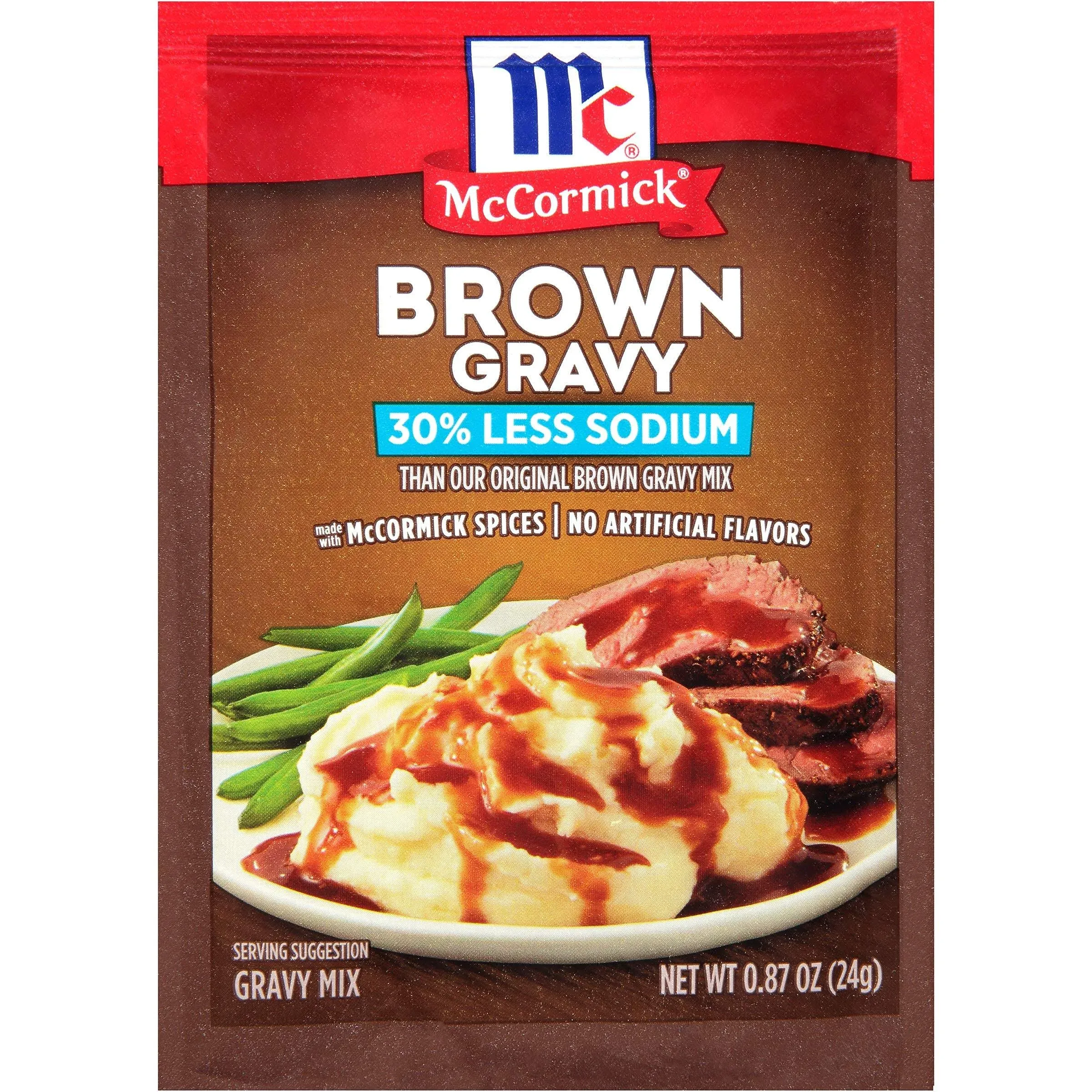 Mc Cormick Mix Brown Gravy Less Sodium 0.87 Oz (Pack Of 12)