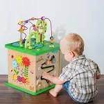 5 in 1 Activity Center,Wooden Large Activity Play Cube, Wooden Learning Puzzl...